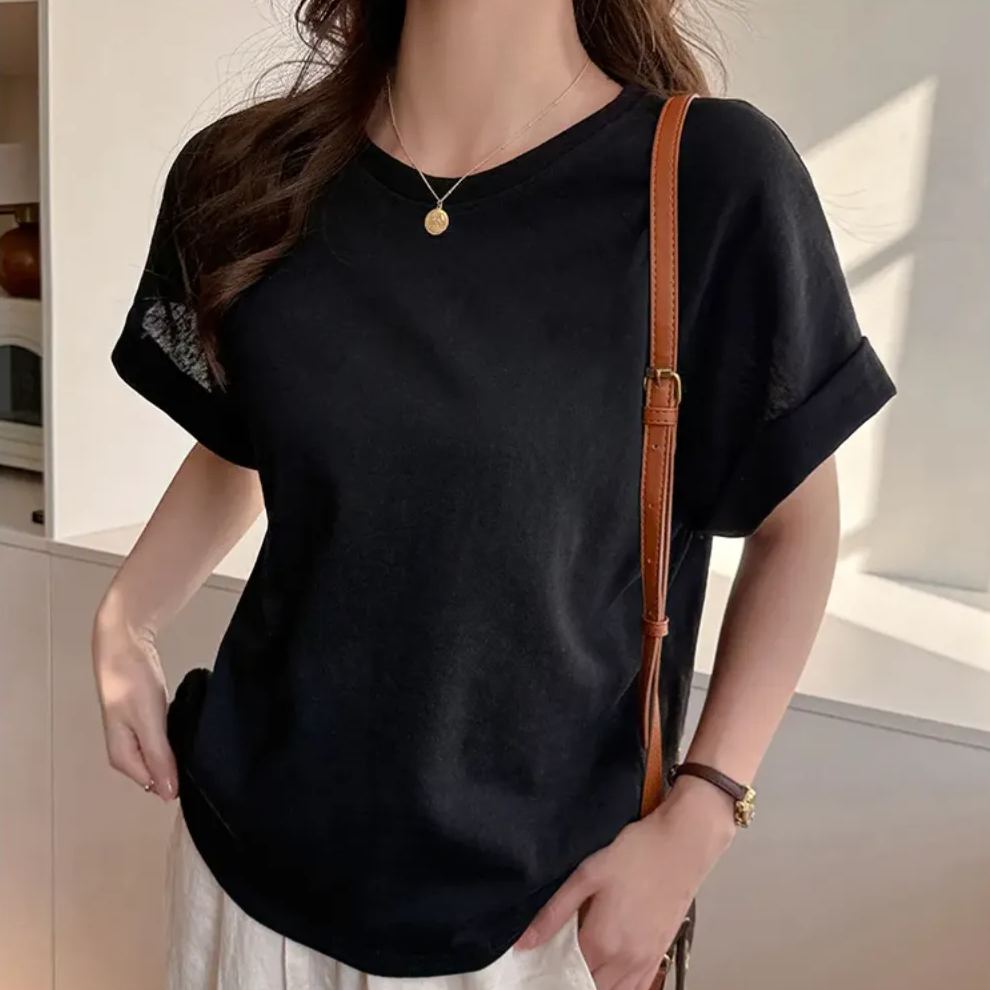韓版寬鬆蝙蝠袖慵懶風簡約短袖T恤