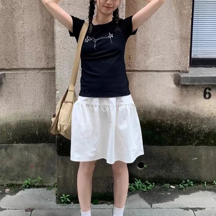 高腰顯瘦a字短裙工裝五分傘裙半身裙