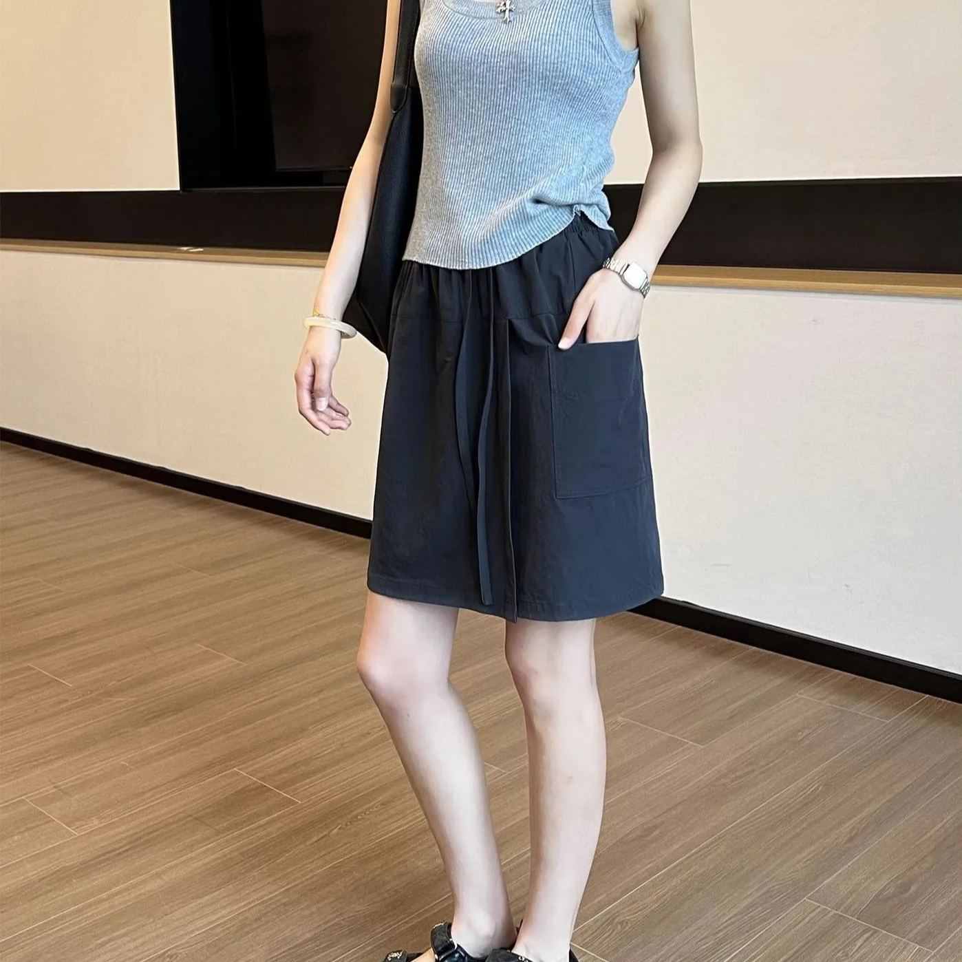 高腰顯瘦寬鬆休閒百搭防走光防曬裙褲