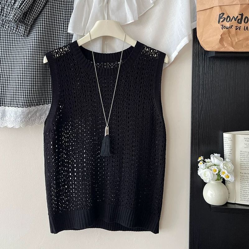 韓系鏤空圓領設計透氣疊穿鬆弛感無袖背心