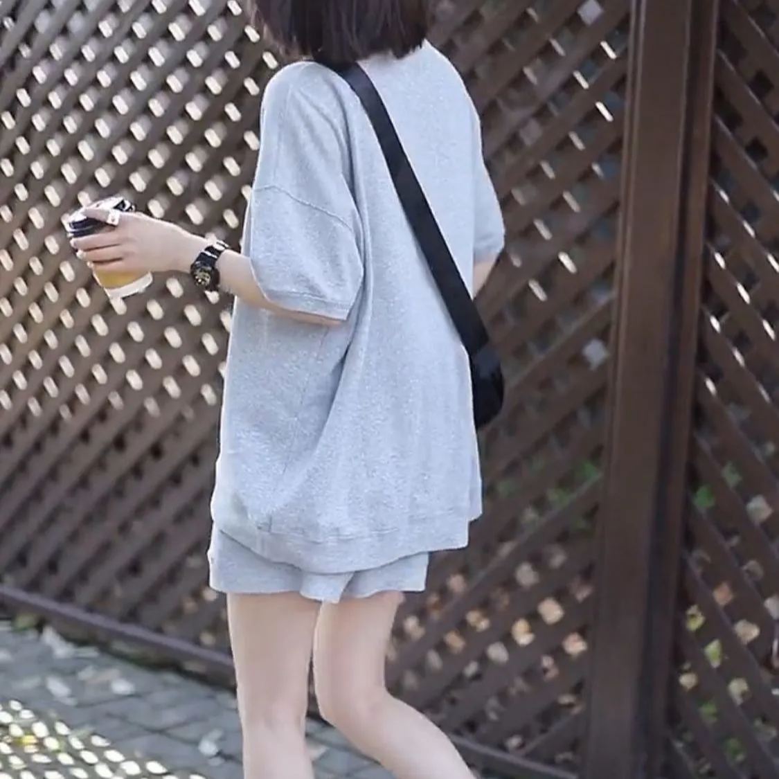 【整套】時尚運動休閒寬鬆韓版短袖短褲兩件套裝