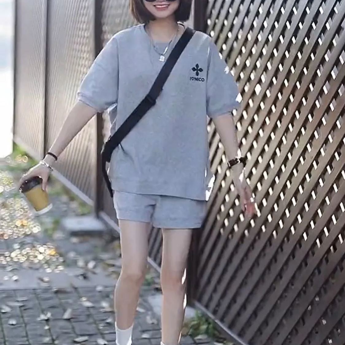 【整套】時尚運動休閒寬鬆韓版短袖短褲兩件套裝