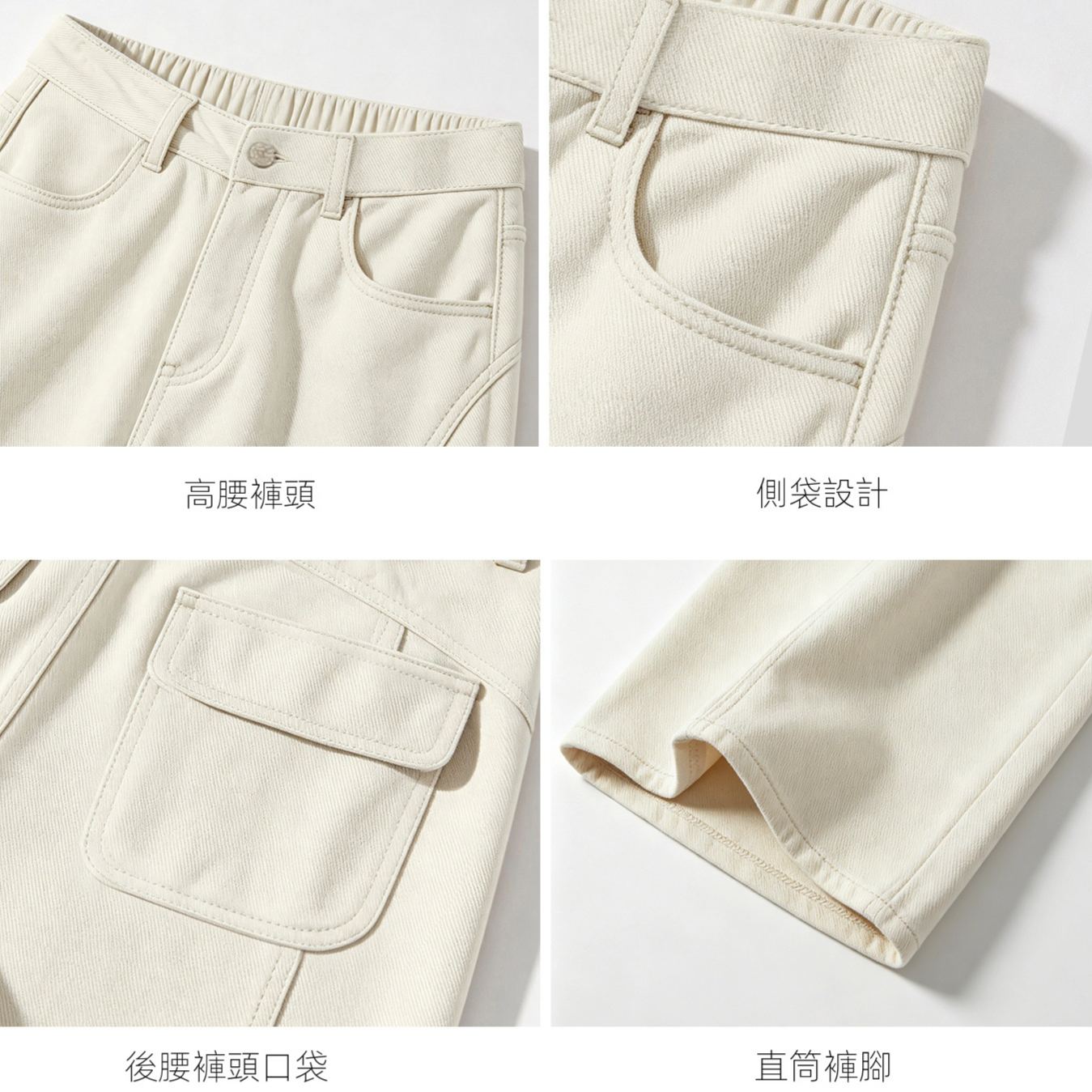 彎刀休閒褲中高腰提臀顯瘦百搭闊腿褲