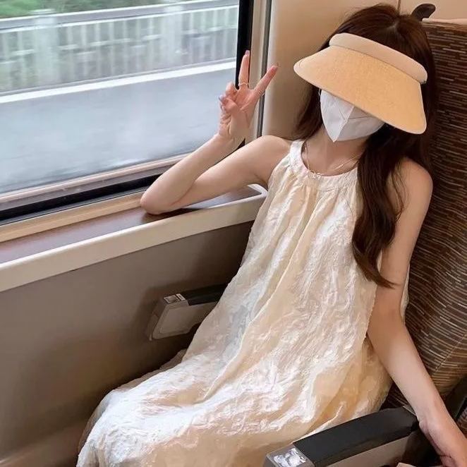 甜美雪紡掛脖仙女裙海邊度假洋裝