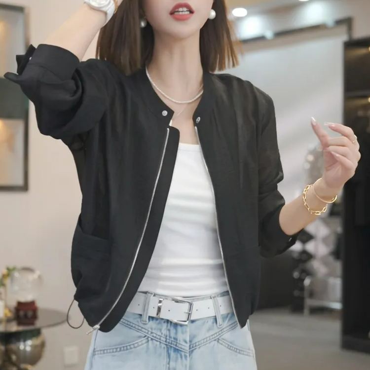 @韓系氣質百搭素色短版透氣防曬外套