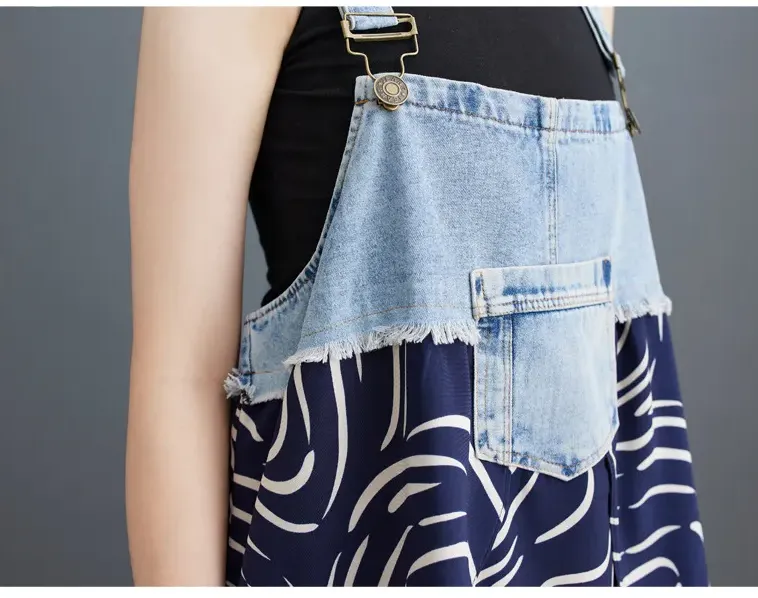 商品详情图_实拍2024夏装新款荷叶边宽松雪纺印花牛仔设计感