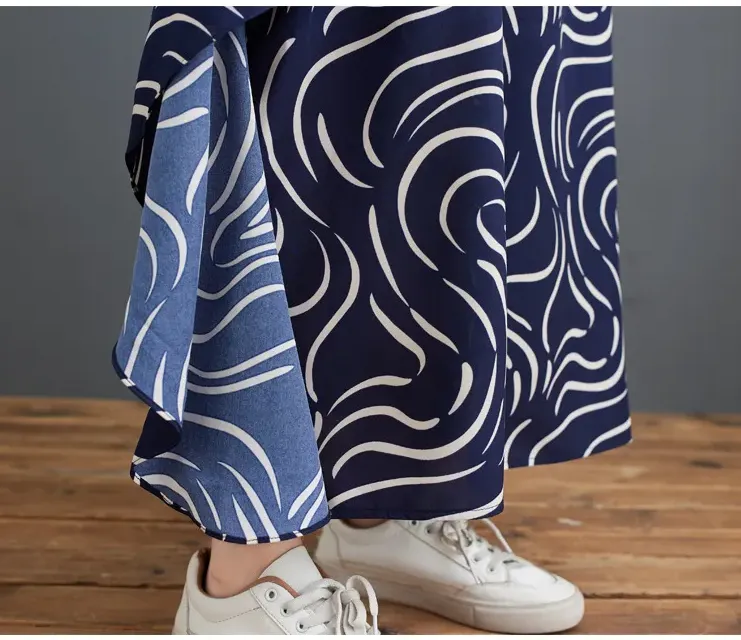 商品详情图_实拍2024夏装新款荷叶边宽松雪纺印花牛仔设计感