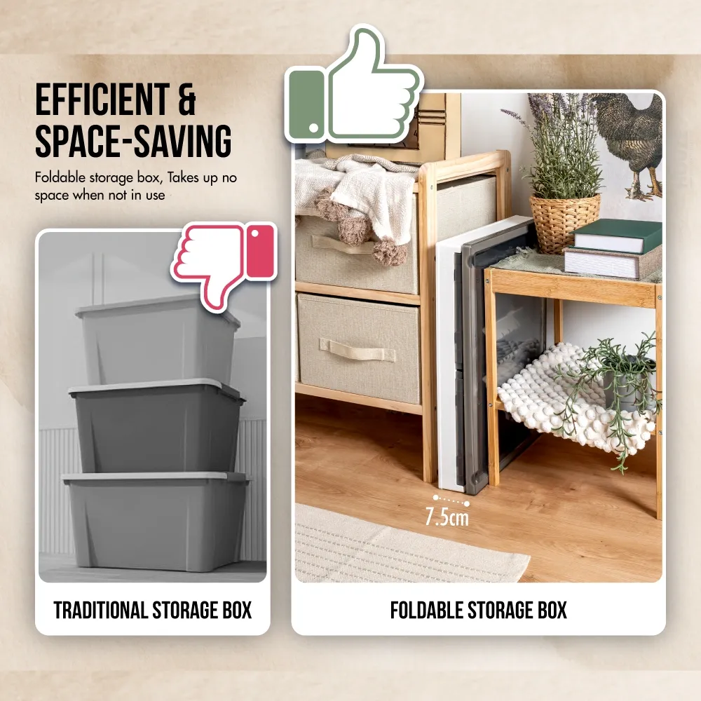 HOUZE - 'FLERO' Collapsible 30L|42L|55L|90L|120L Storage Box with Wheels