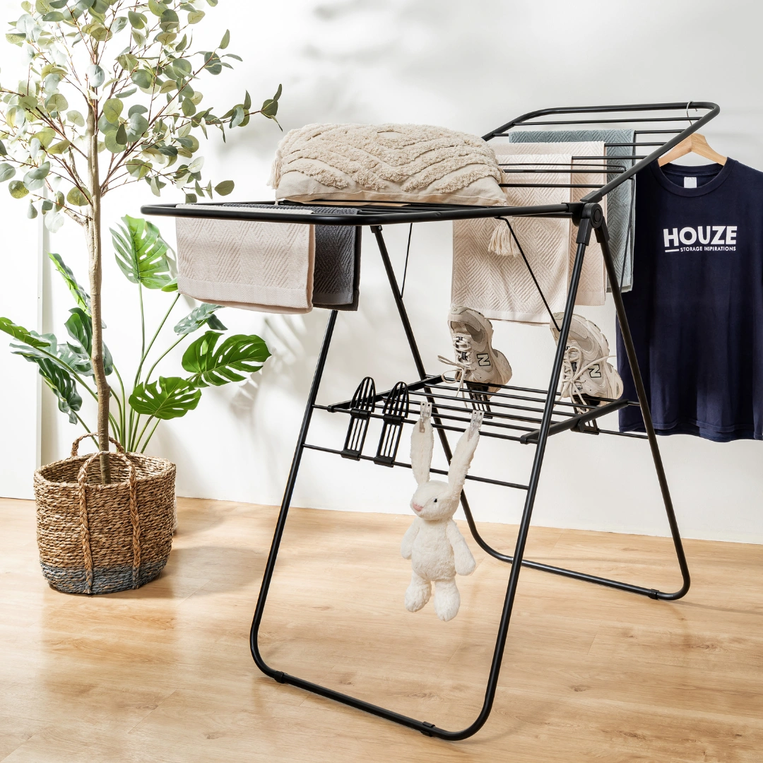 HOUZE - Menshar Gullwing QuickFold Clothes Drying Airer Rack - Laundry | Organizer | Towels