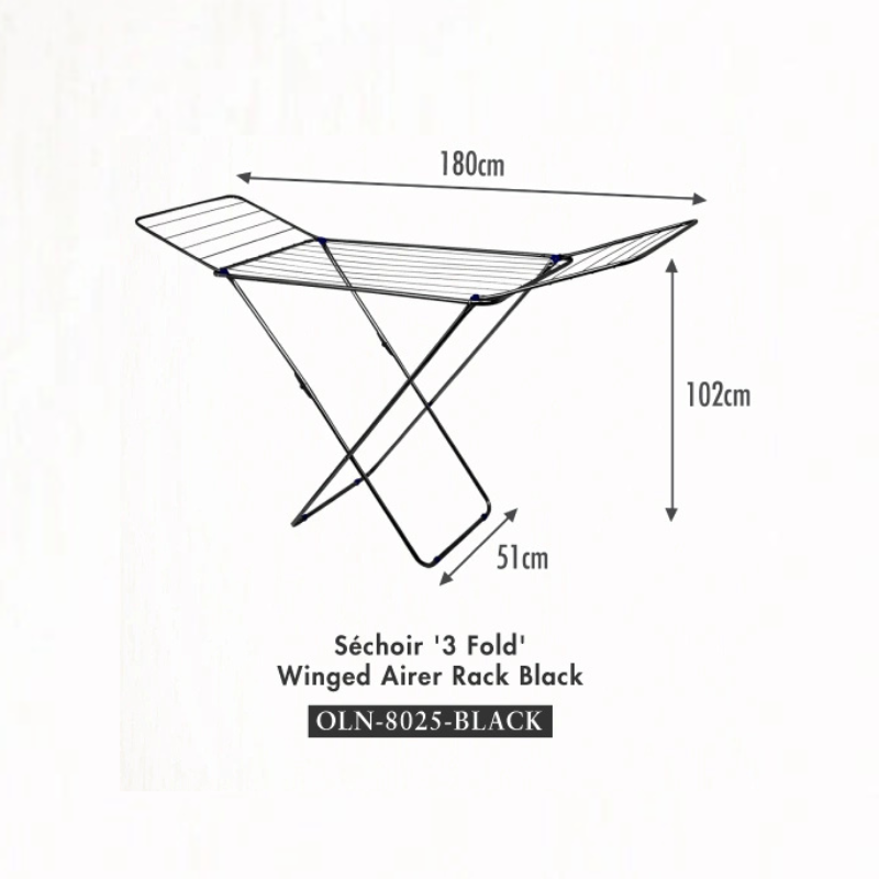 HOUZE - 'Sechoir' '3 Fold' Winged Airer Rack - Laundry | Rack | Organizer | Towels
