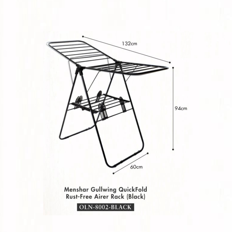 HOUZE - Menshar Gullwing QuickFold Clothes Drying Airer Rack - Laundry | Organizer | Towels