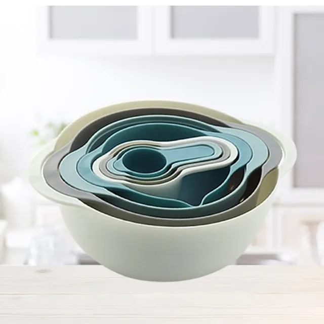 CASA - 8pcs Nestable Kitchen Mixing Bowl Set with Measuring Cups, Colander and Sifter