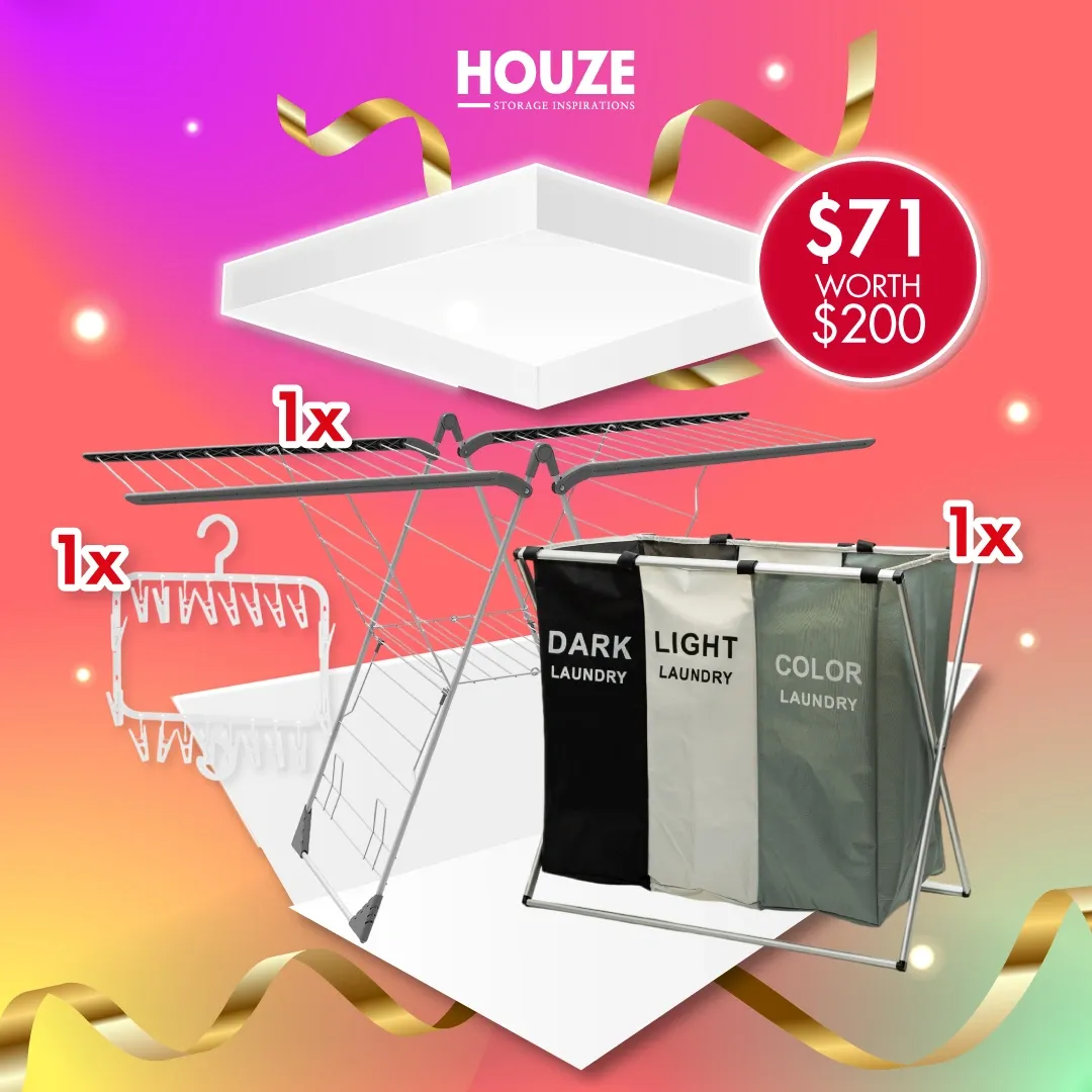 HOUZE Bundle - 3PCS Premium Laundry Rack Set SGD71 (Worth SGD200)