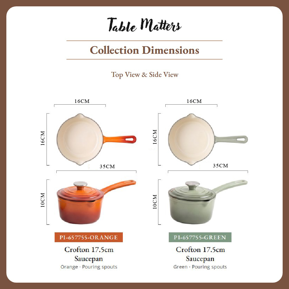 [Table Matters] 'CROFTON & SEGRETTO' Enamel Cast Iron Cookware with Lid | Dutch Oven | Shallow Casserole [17.5cm | 24cm | 31cm]