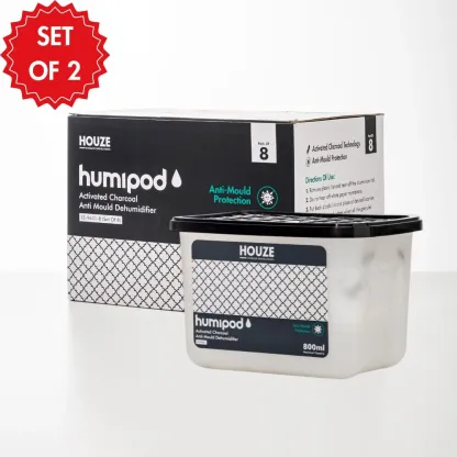 HOUZE - HUMIPOD Activated Charcoal Dehumidifier 5 Types & 3 Refills - Wardrobe Hanging|Reusable|Shoe Sachet|Bag&Drawer