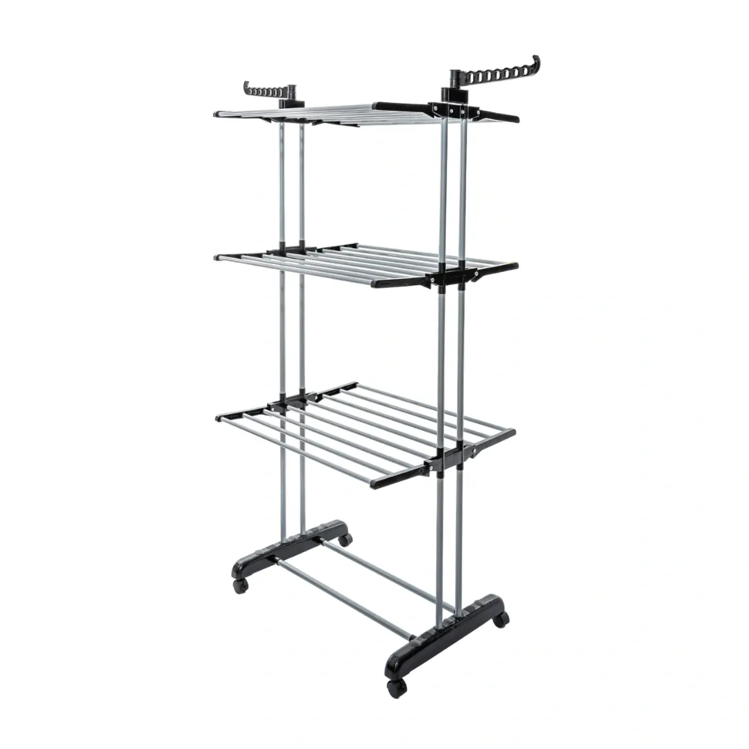 HOUZE - Ficar 3-Tier Foldable Rolling Clothes Drying Rack