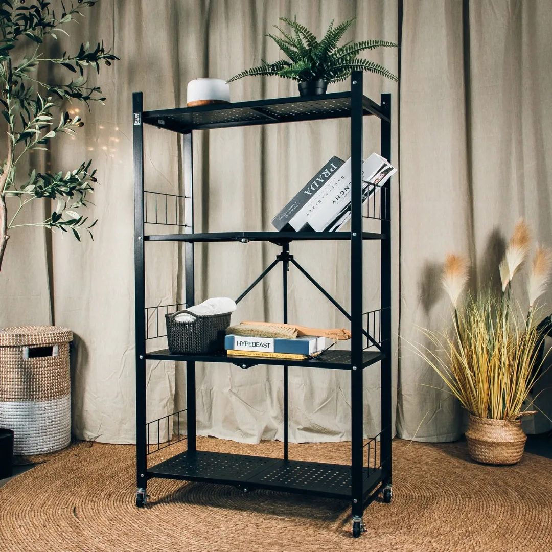 HOUZE - 3|4|5 Tier Foldable Crossline Storage Shelf (L: 72cm W:34cm) - Organizer | Rack | Shelving | Shelves | Cabinet