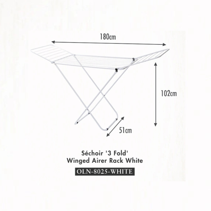 HOUZE - 'Sechoir' '3 Fold' Winged Airer Rack - Laundry | Rack | Organizer | Towels