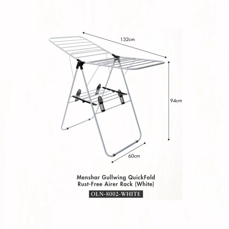 HOUZE - Menshar Gullwing QuickFold Clothes Drying Airer Rack - Laundry | Organizer | Towels