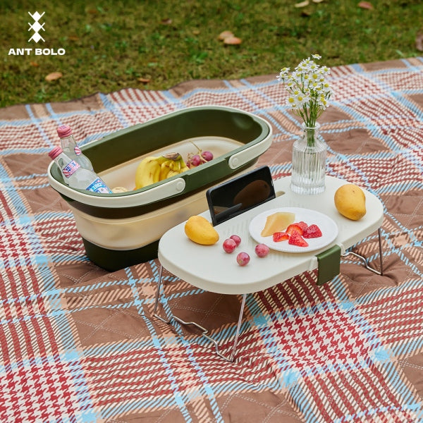 HOUZE - Piknik Collapsible Basket with Portable Table | Washing | Kitchen | Bathroom | Organizer | Plastic