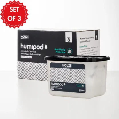 HOUZE - HUMIPOD Activated Charcoal Dehumidifier 5 Types & 3 Refills - Wardrobe Hanging|Reusable|Shoe Sachet|Bag&Drawer