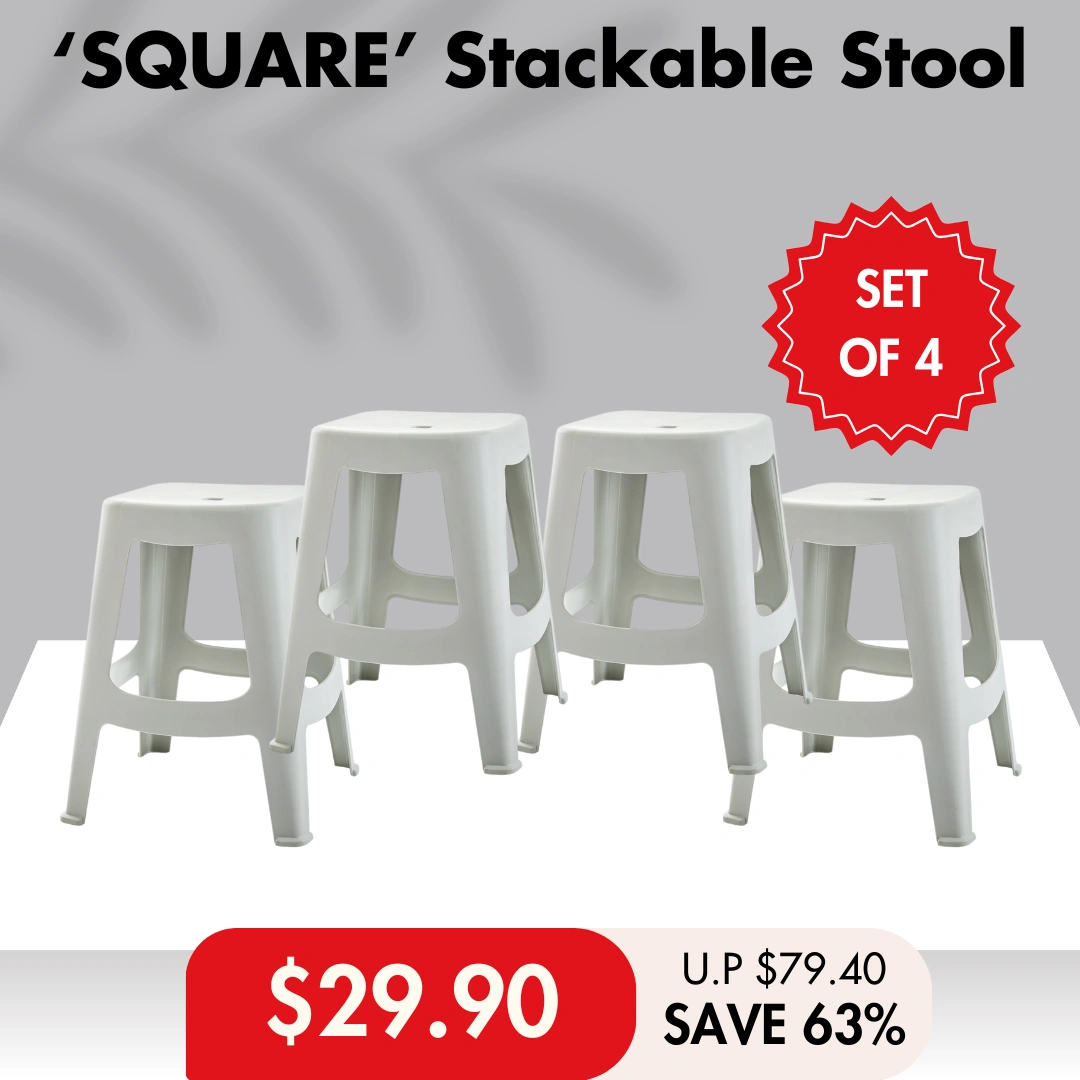 HOUZE - 'SQUARE' Stackable Stool (Grey)