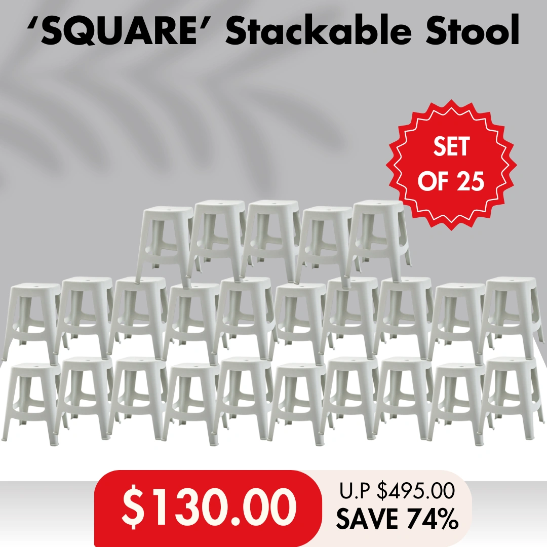 HOUZE - 'SQUARE' Stackable Stool (Grey)