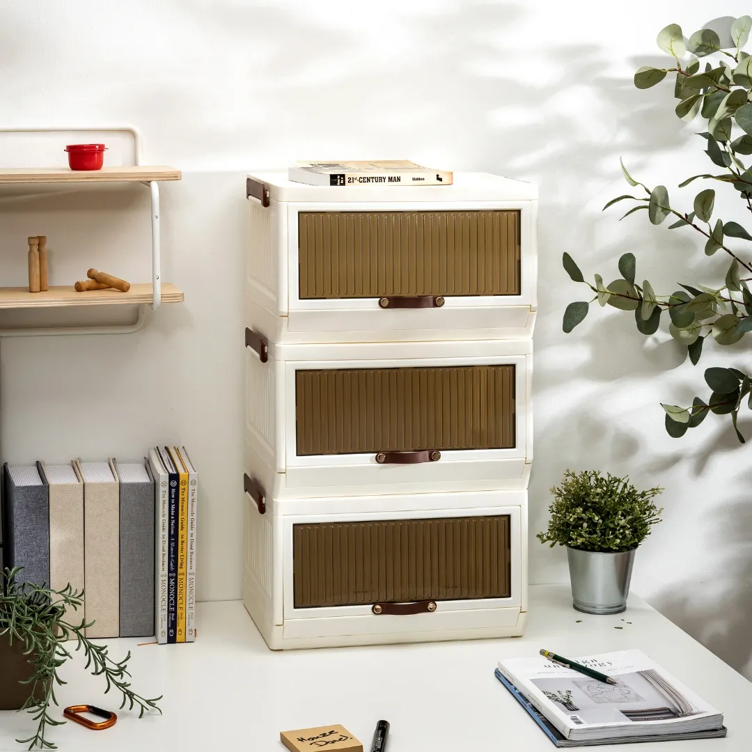 HOUZE - 'Carre' Single Tier Multi-Functional Collapsible Sliding Lid Storage Box w/o Wheels - Small | Medium - Organizer