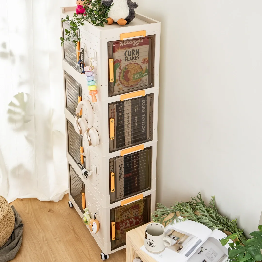 HOUZE - 'Flere' 2 | 3 | 4 Tier Multi-functional Storage Cabinet with Wheels and Hooks - Drawer | Organizer | Plastic