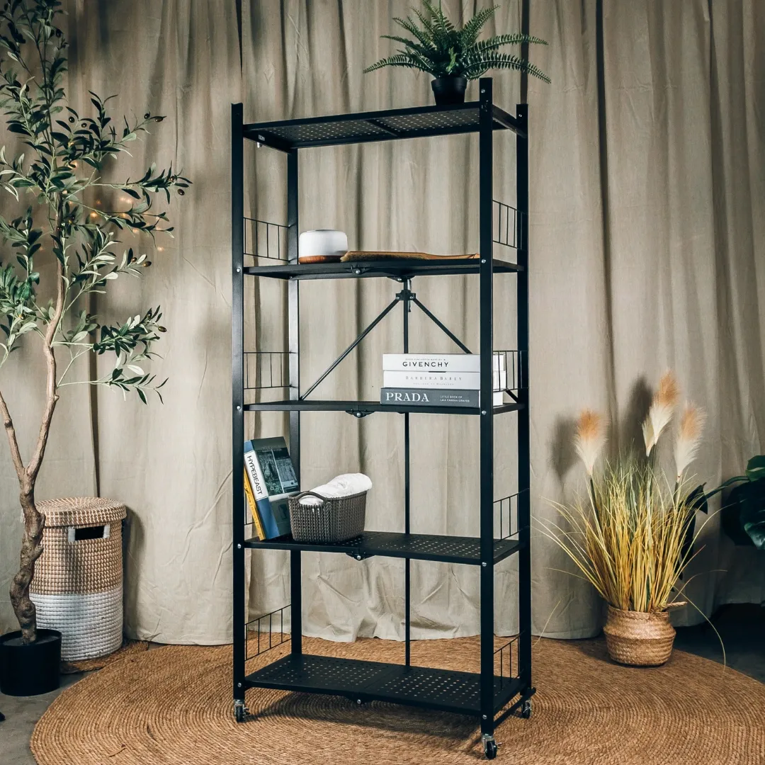 HOUZE - 3|4|5 Tier Foldable Crossline Storage Shelf (L: 72cm W:34cm) - Organizer | Rack | Shelving | Shelves | Cabinet