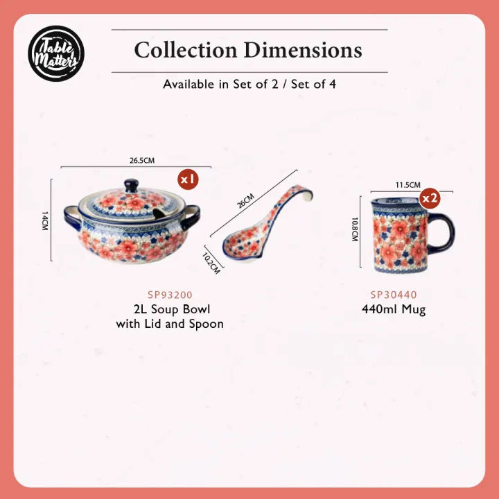 [Table Matters] Snow Plum Dinnerware Set [Plate | Bowl | Mug | Utensil Holder]