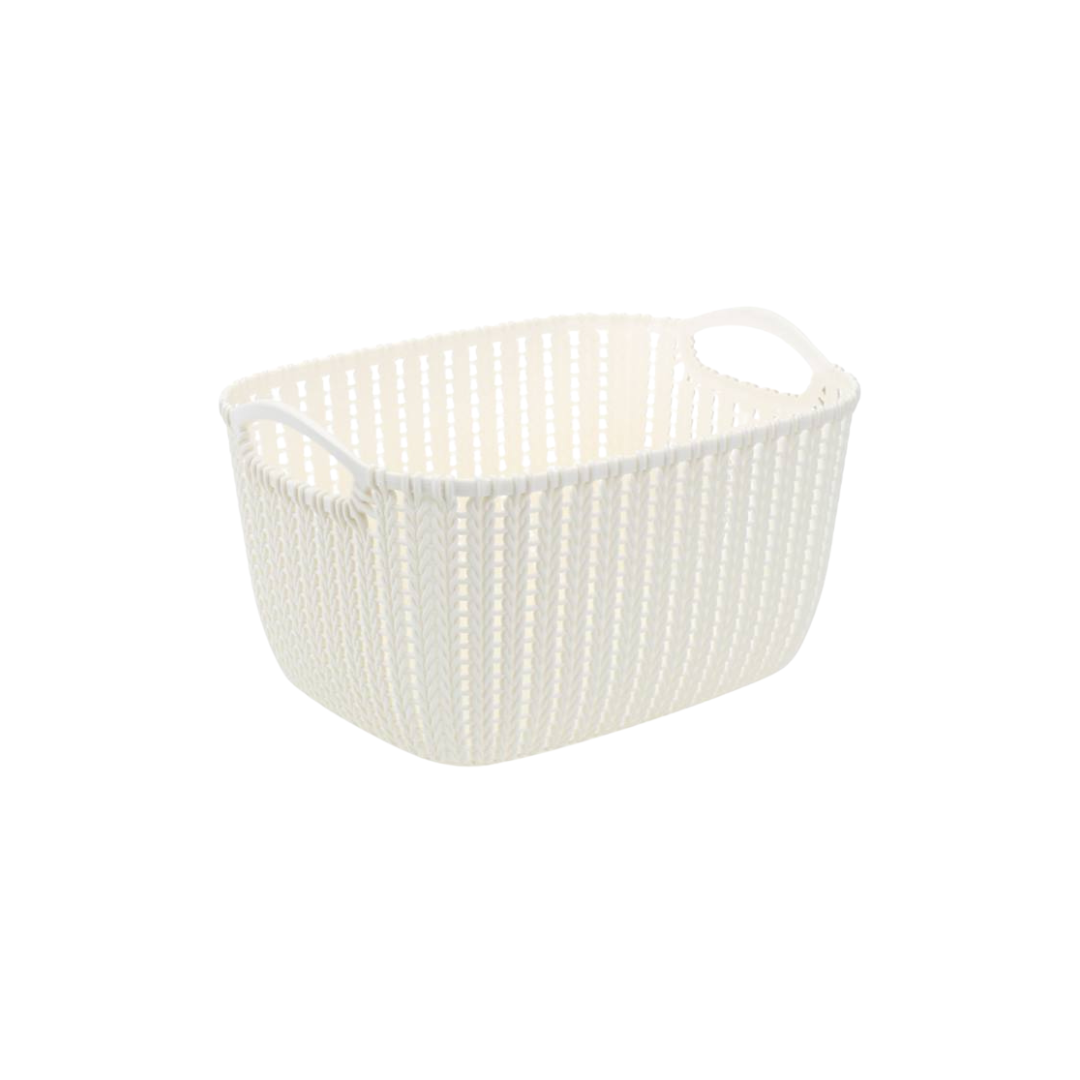 Braided Storage Basket with Handle (Medium) - Coffee Color