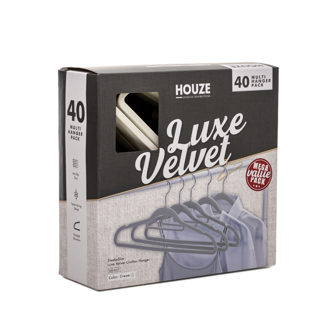 HOUZE - 40PCS Premium Hangers (Non Slip | Velvet | Kids | Metal | Rubber | Plastic)
