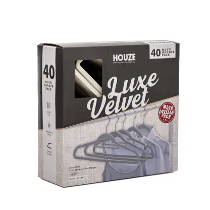 HOUZE - 40PCS Premium Hangers (Non Slip | Velvet | Kids | Metal | Rubber | Plastic)