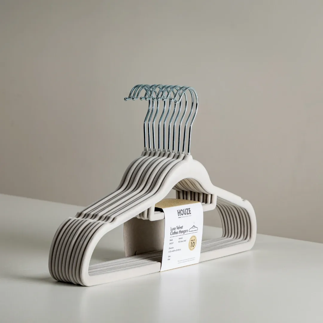 HOUZE - 40PCS Premium Hangers (Non Slip | Velvet | Kids | Metal | Rubber | Plastic)