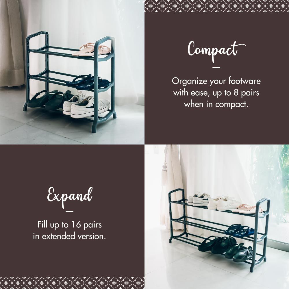 3 Tier Extendable Shoe Rack (Length: 51-90cm)