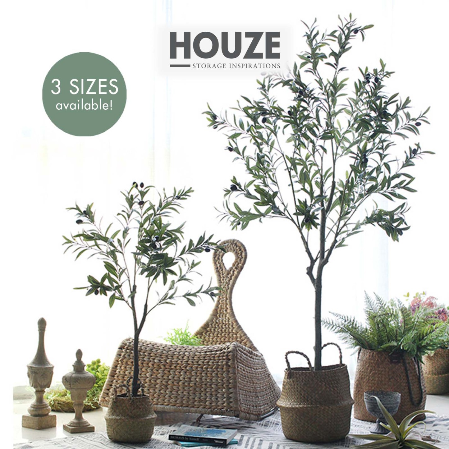 HOUZE - Potted FAUX Olive Tree - 3 sizes - 150cm|180cm|210cm