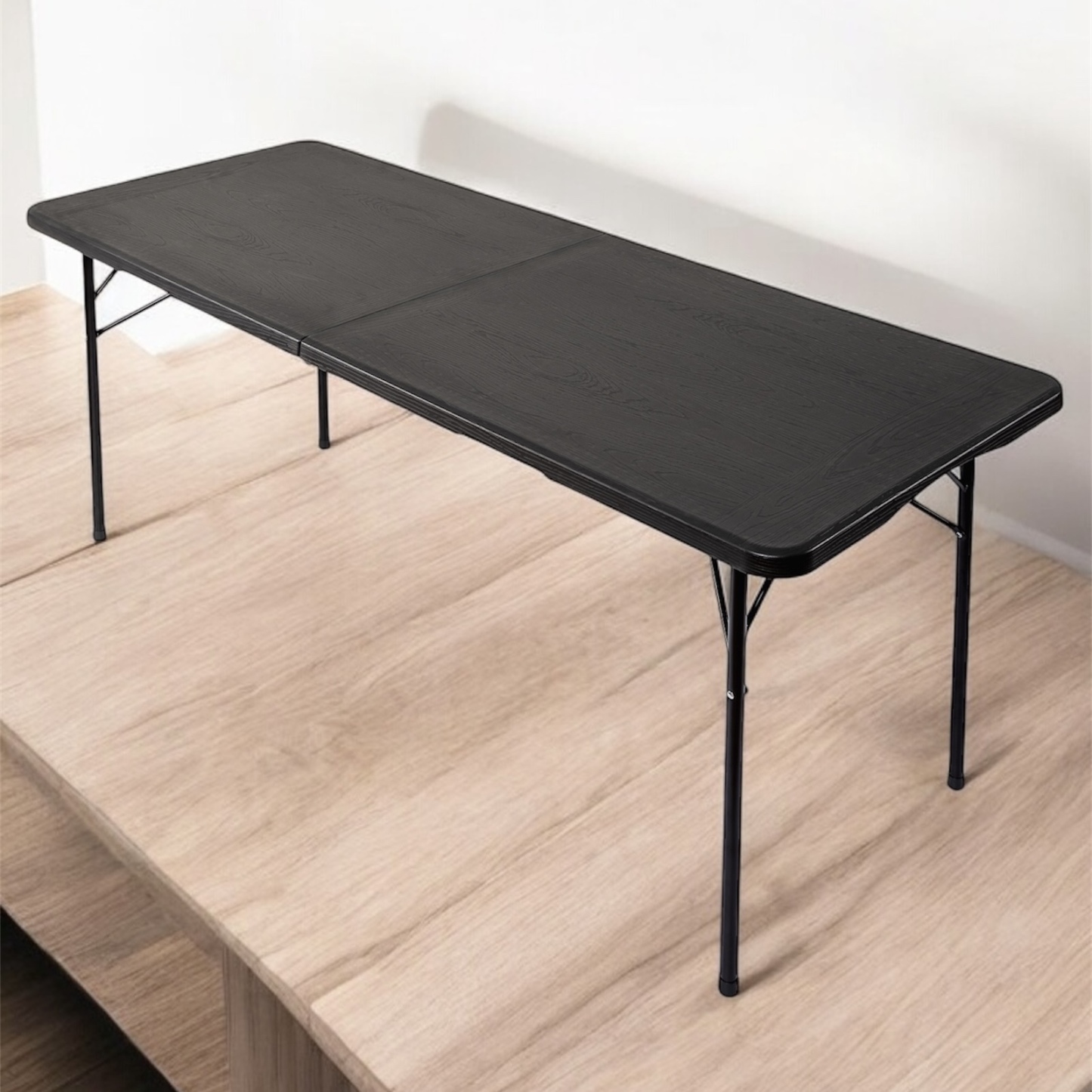 HOUZE - 180cm HDPE Folding Table with Black Legs - Portable | Office | Plastic | Outdoor