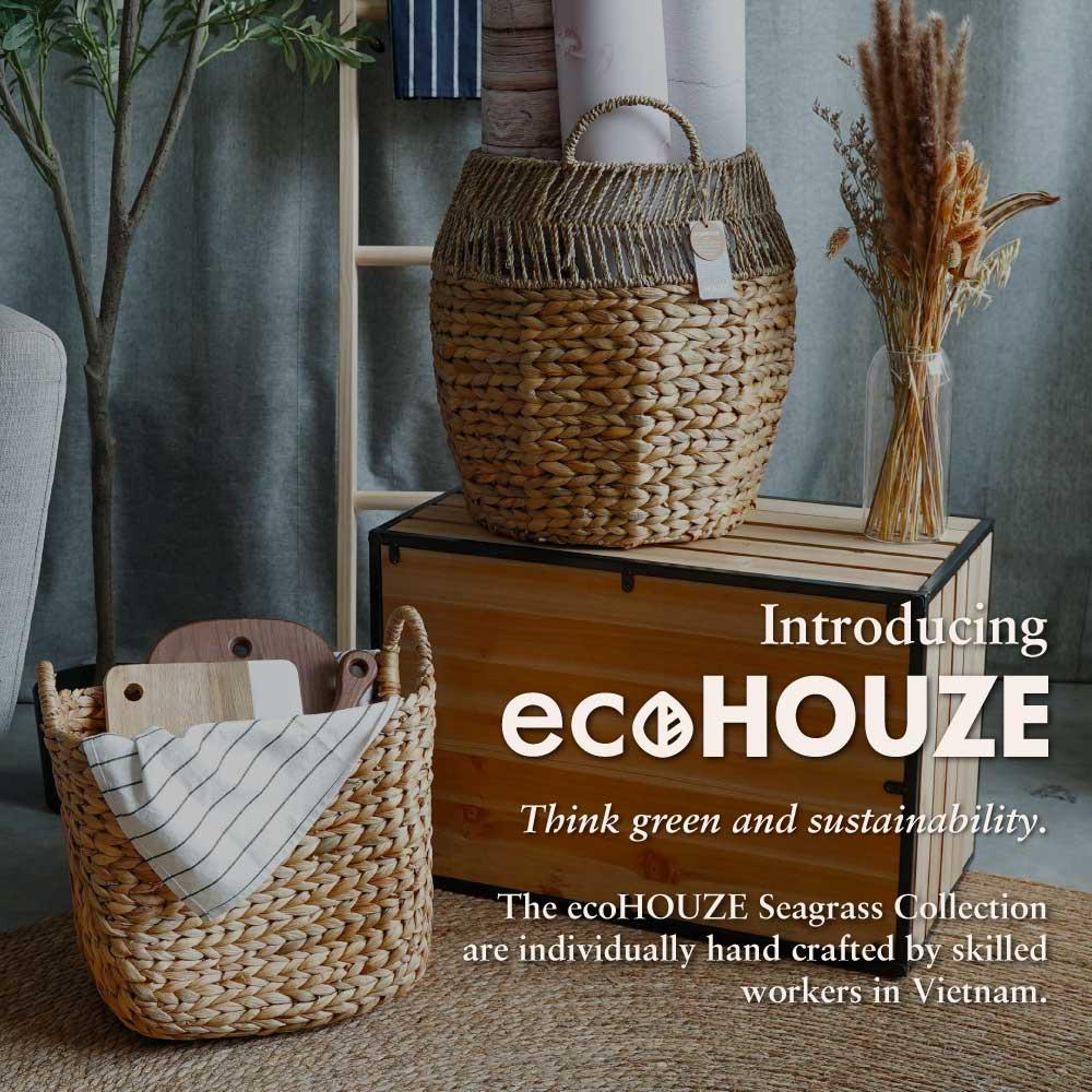 ecoHOUZE Seagrass Plant Basket With Handles - Black (Small)