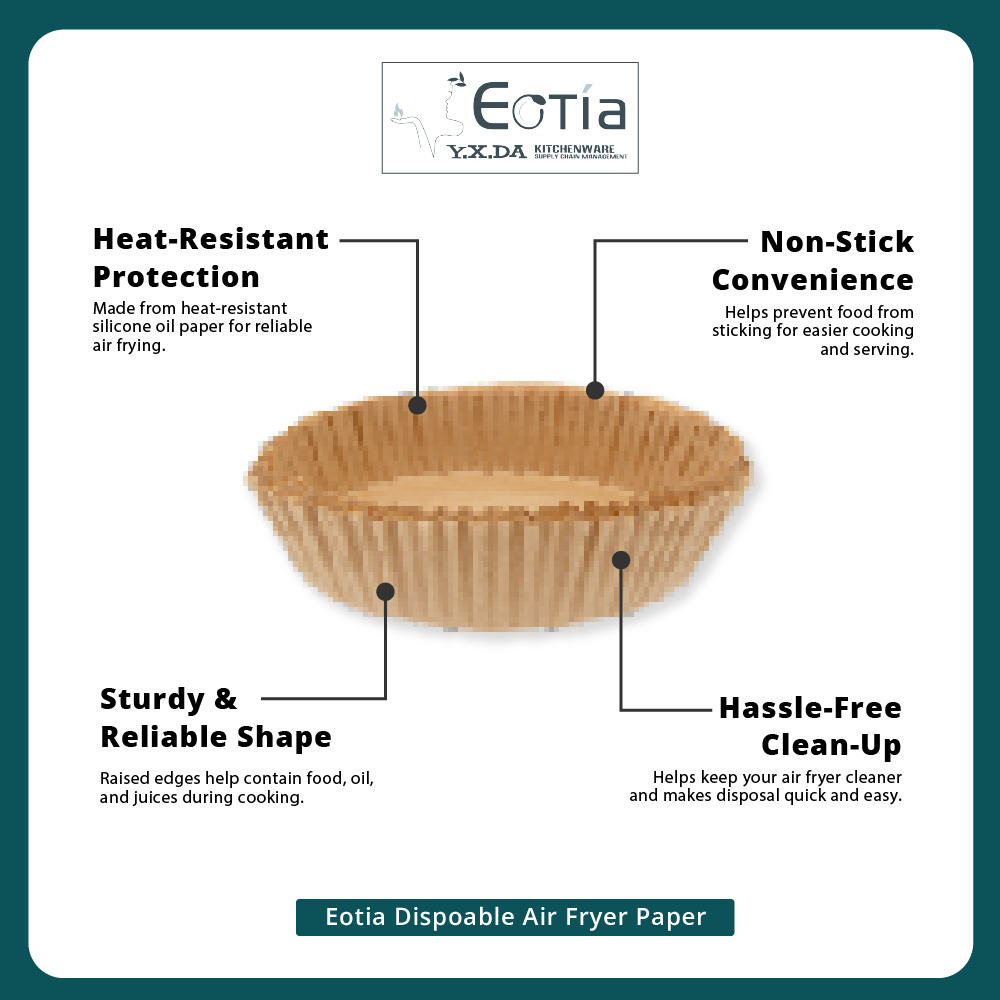 [Table Matters] Eotia 50pcs Air Fryer Paper Liners | Disposable Round & Square Baking Paper