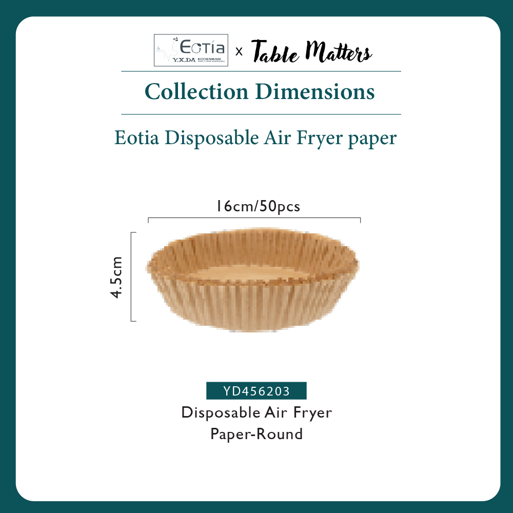 [Table Matters] Eotia 50pcs Air Fryer Paper Liners | Disposable Round & Square Baking Paper