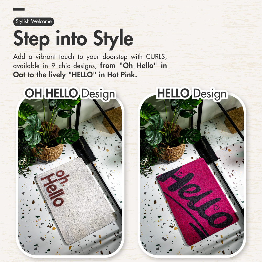 [2 for $24.90|3 for $29.90] CURLS Washable Non-Slip Coil Soft Entrance Door Mat - Oh Hello (9 Designs)