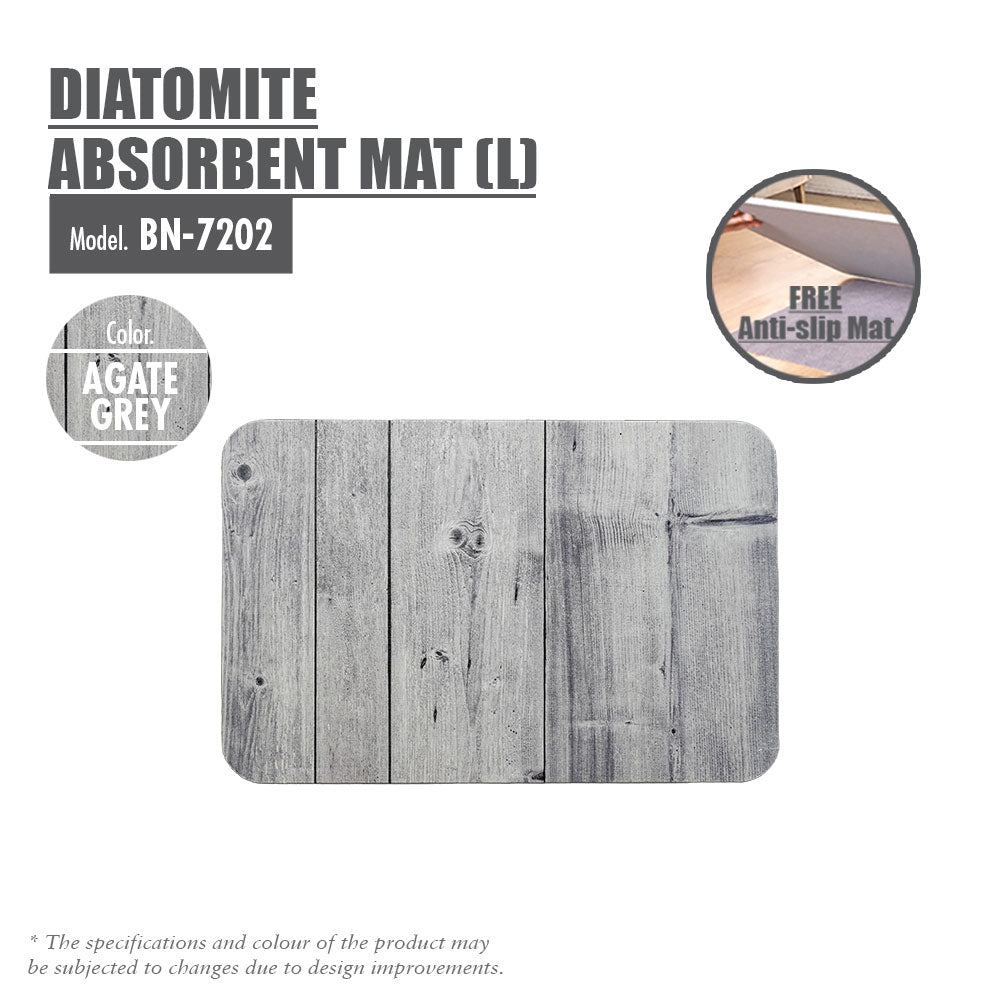 Slatted Wood Diatomite Mat (Agate Grey)