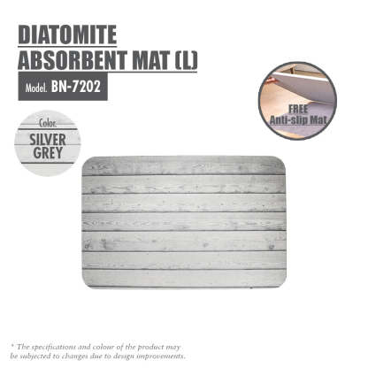 Slatted Wood Diatomite Mat (Silver Grey)