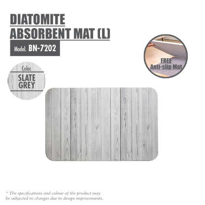 Slatted Wood Diatomite Mat (Slate Grey)