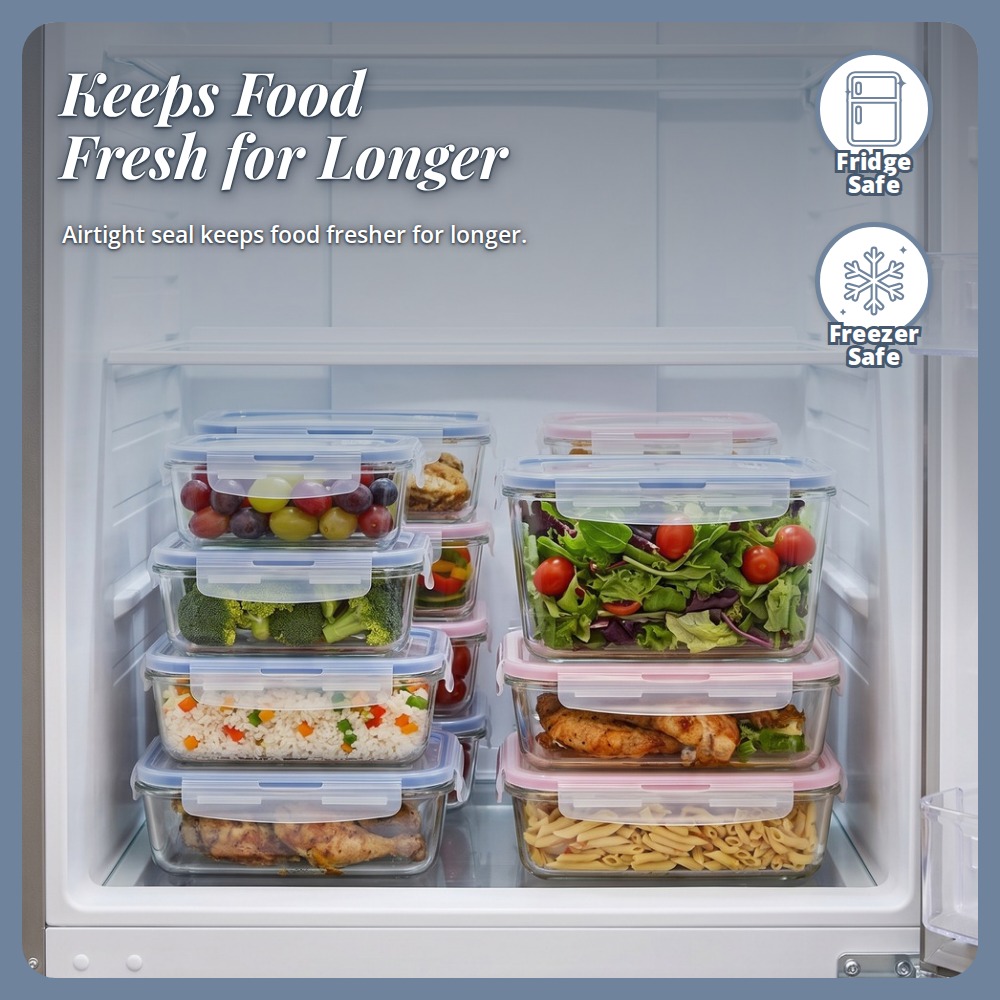 [Table Matters] 'Casambiente' Glass Food Storage Container | Meal Prep Lunch Box Kitchen Storage