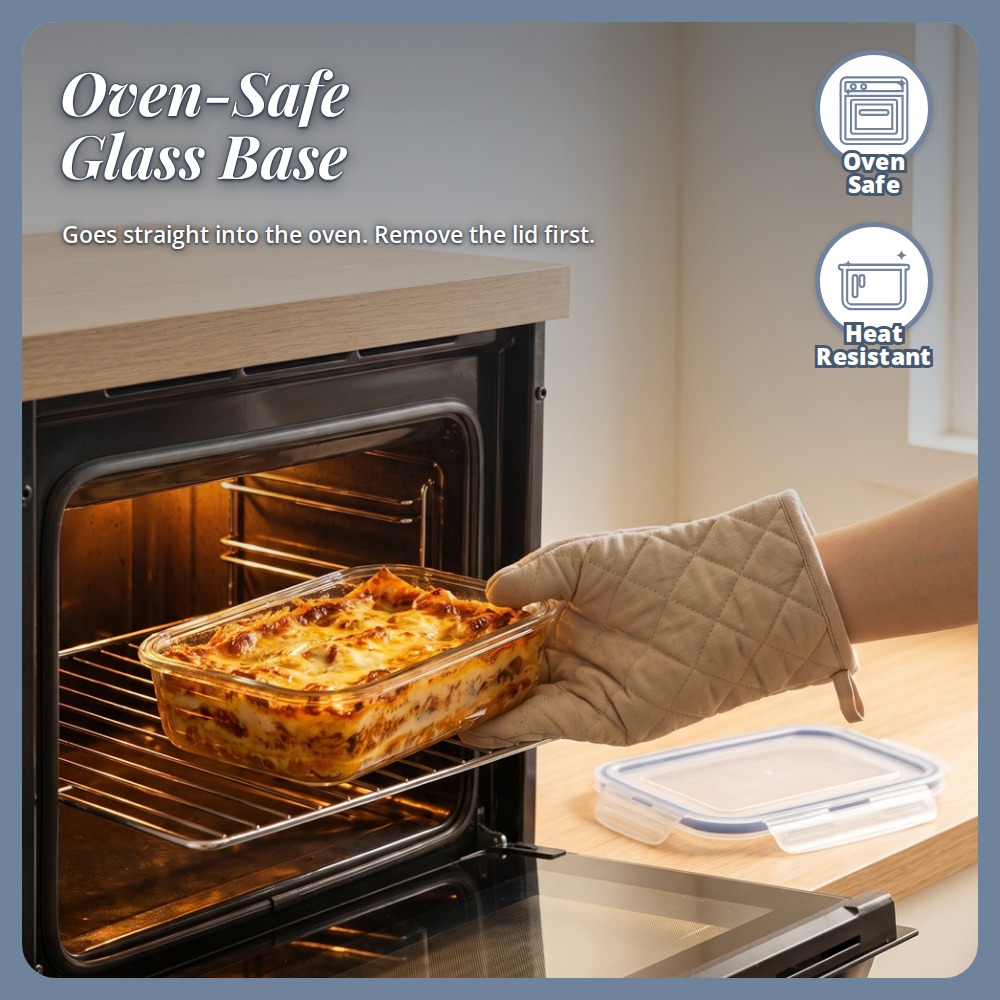 [Table Matters] 'Casambiente' Glass Food Storage Container | Meal Prep Lunch Box Kitchen Storage
