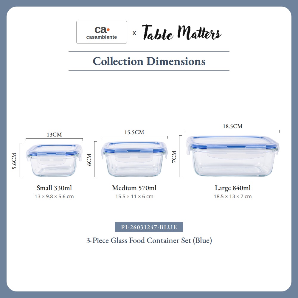 [Table Matters] 'Casambiente' Glass Food Storage Container | Meal Prep Lunch Box Kitchen Storage