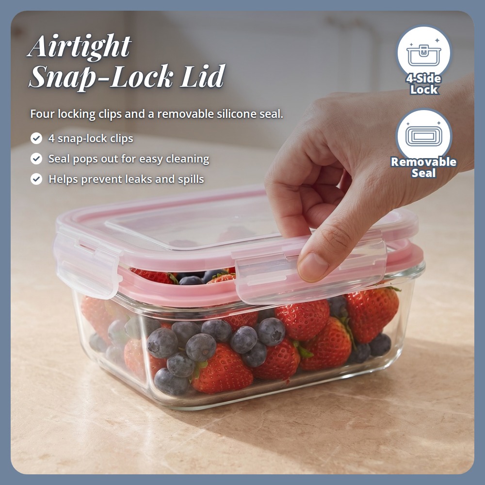 [Table Matters] 'Casambiente' Glass Food Storage Container | Meal Prep Lunch Box Kitchen Storage