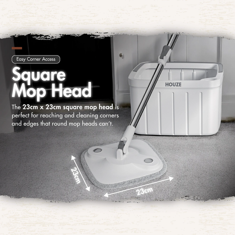 The Clean Water Spin Mop (Square/Round) - Kitchen | Bathroom | Cleaning | Washing | Drying | Stainless Steel